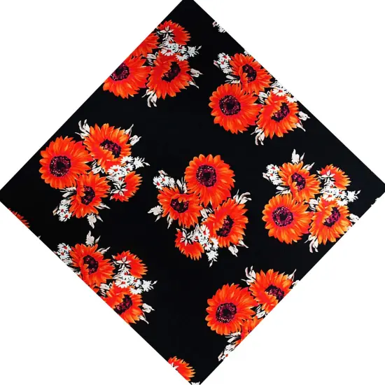 Sunflower Clusters Printed Spandex Fabric Blue/Yellow {5}