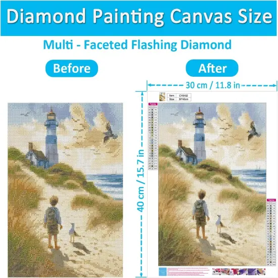 Diamond Painting Kits with Storage Containers, 4 Pack 5D Diamond Art Kits for Adults, Arts Crafts for Adult DIY Home Wall Aesthetic Decor Gift 12 x 16 Inch, Seaside Scenery {2}
