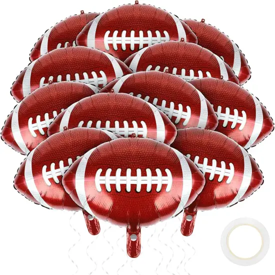 12 Pieces 18 inches Football Balloons Football Themed Party Decorations Foil Mylar Rugby Ball Balloons for Birthday Sports Graduation Party {1}