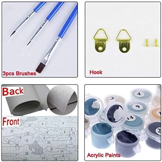 Paint by Numbers for Kids & Beginner, DIY Canvas Painting Gift Kits - Colorful Cats and Butterflies 16 x 20 inch (Without Framed) {2}