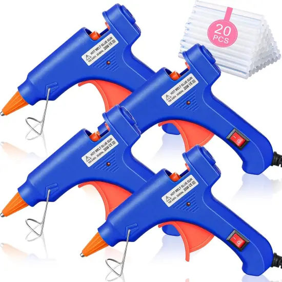 Mini Hot Glue Gun with Glue Sticks for Class Projects Small Hot Melt Gun for Kids Low Temp Glue Gun with Rubber Protector Craft Glue Gun for DIY Arts, Sealing, Home Repairs, 20 W (4 Pieces) {1}