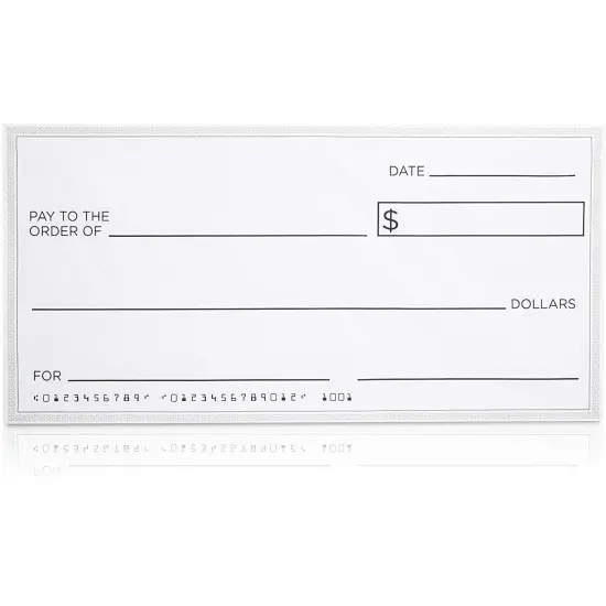 Giant Oversized Fabric Check with Marker for Presentations, Awards, Prizes, Fundraisers, Endowment Donations (60 x 30 In) Blue {1}