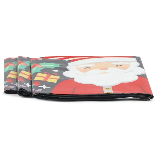 Blue Panda 3 Pack Santa Claus Plastic Tablecloths for Christmas Party Supplies, 54 x 108 inch Rectangular Xmas Holiday Table Covers, Fun Festive Christmas Party Decorations Black {4}