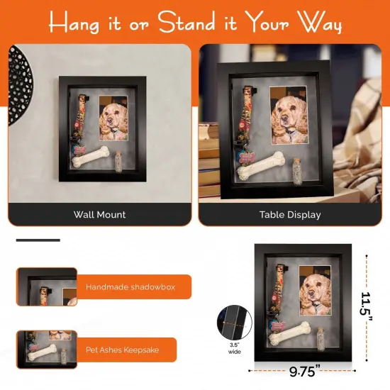 iFrame Pet Memorial Shadow Box and Pets Picture Frame for 4"x6" Photo | Pets Memorial Gifts for Pets Lover | Pet Collar, Pet Ashes Keepsake, Toys & Gift for Someone Who Lost A Pet | Made in USA {4}
