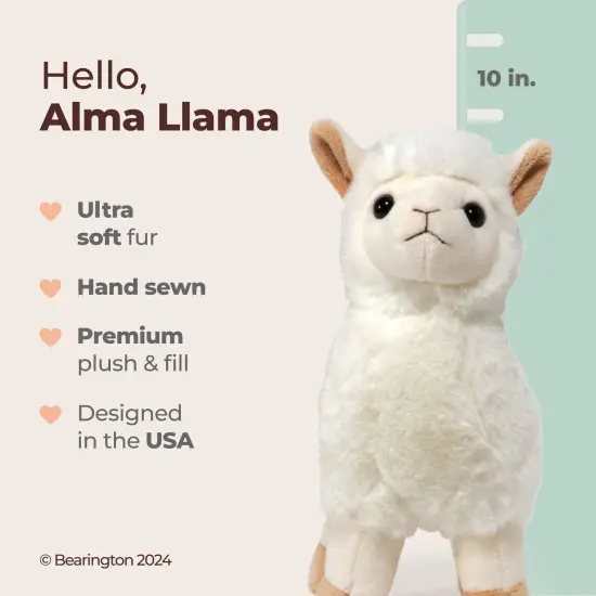 Bearington Alma Plush Stuffed Animal Llama, 10 inches, For Ages 1-14 White {2}