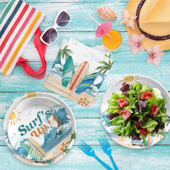 Surfs Up Party Decorations Summer Surfboard Plates and Napkins Tableware Sets {3}