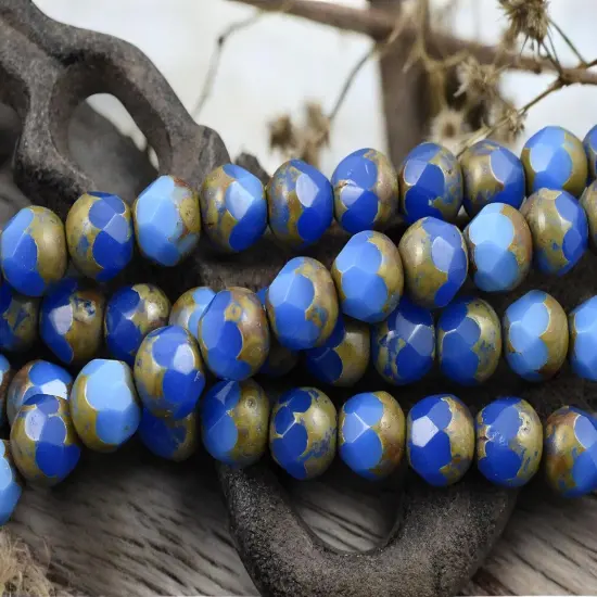 *19* 8mm Pacific Blue Opal Picasso Central Cut Beads {3}