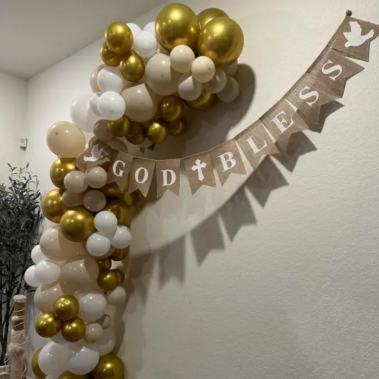 White Sand and Gold Balloons, 60pcs 12 Inch Beige White Gold Balloons Latex Helium Party Balloons {5}