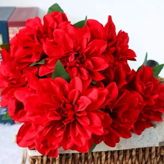 10 Heads Summer Tabletop Floral Arrangements Dahlia Fake Flowers Artificial {1}