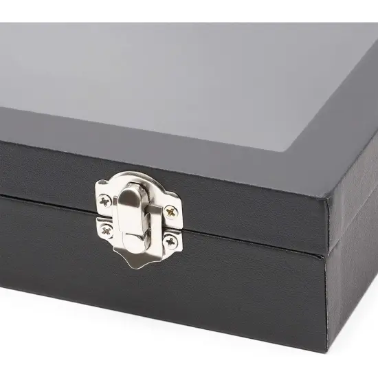 Black Velvet Jewelry Display Tray Organizer Case, Rock Collection Box for Gemstones, Crystals, Pendants (Blank Box, 13.75 x 9.5 x 2 In) {5}