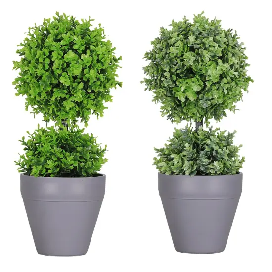 2pcs Artificial Plant with Decorative Planter - Lifelike Indoor/Outdoor Greenery, Year-Round Home D&eacute;cor Accent, No Maintenance Required {1}