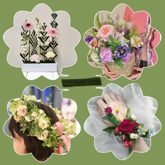 18 Gauge Green Flexible Paddle,50 Pcs Dark Green Floral Stem Wire Flower Stems Floral Paper Wrapped Wire for Crafts Flower Arrangements Flower Making {1}