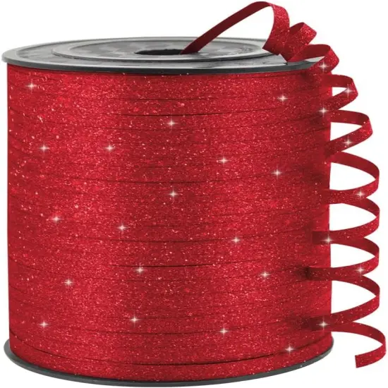 Red Glitter Curling Ribbon, 1/5" Wide x 500 Yards Christmas Curling Ribbons {1}