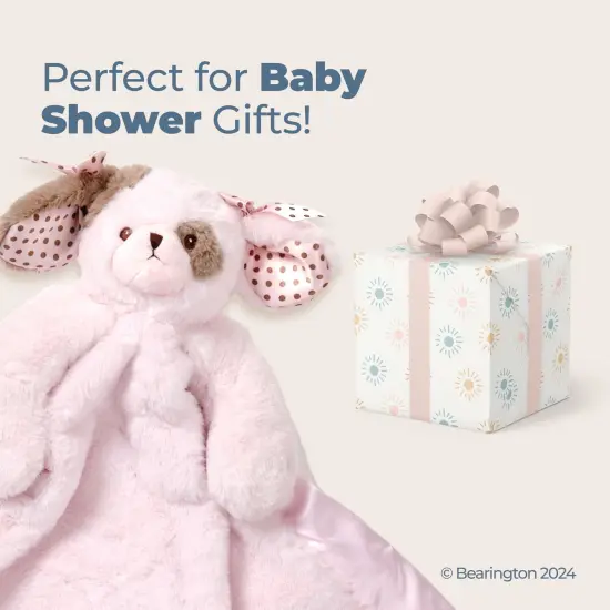 Bearington Baby Wiggles Cuddle Me Sleeper, Pink Puppy Dog Large Size Security Blanket, 28.5" x 28.5", For Ages 0-3 {5}