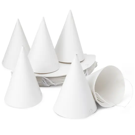 50 Pack White Party Hats for Birthday - Blank Cone Hat for Painting, Supplies (6 in) {1}