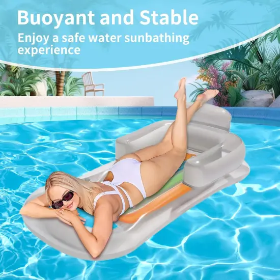 Premium Recliner Pool Lounger Float,Tanning Pool Float with Backrest and Cup Holder,Inflatable Pool Floats Adult with Fast Inflation,Swimming Mattress for Summer,Beach,Swimming Pool {5}