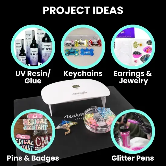 Makerflo UV Resin Lamp &ndash; 36W, 23 LED Bulbs, 365-405nm Curing, USB-C Rechargeable, Wireless/Wired, 3 Timer Modes, Digital Display, Adjustable Legs &ndash; Perfect for Resin Crafts & Jewelry {2}