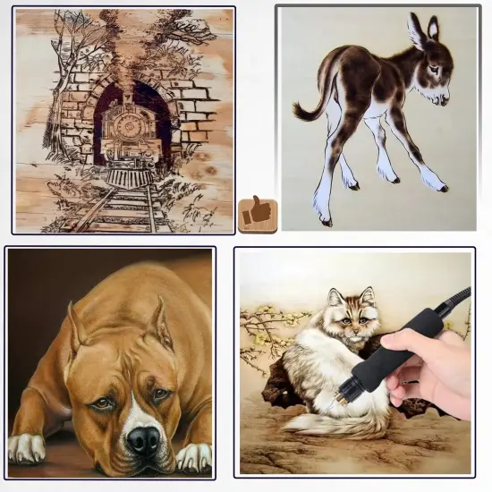 Wood Burning Kit, Professional Wood Burning Tool Dual Pens, Wood Burner Pyrography Pen 250-750&deg;C Adjustable Temperature for Beginners, Kids, Adults {2}