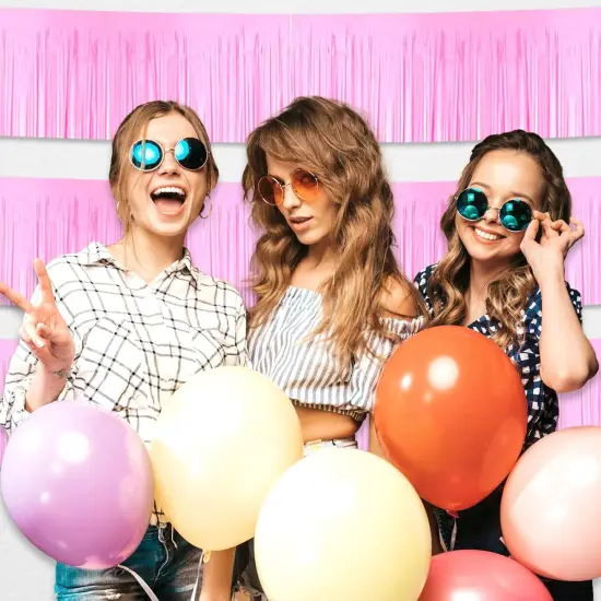 3 Pack 10 Long Macaron Pink Metallic Foil Fringe Garland Wall Hanging Tassle Banner, Mother's Day, Easter, Parade Floats, Birthday, Theme Party, Wedding Party Decorations {2}