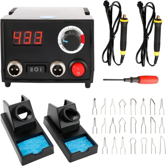 110V 60W Professional Wood Burning Kit, Pyrography Machine with 2 Woodburners for Wood Burning Pyrography with 23 Wire Nibs Tips Including Ball Tips {1}