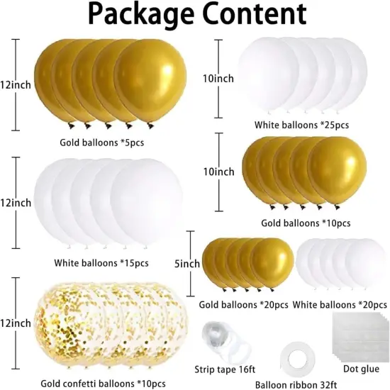 108pcs White Gold Balloon {2}