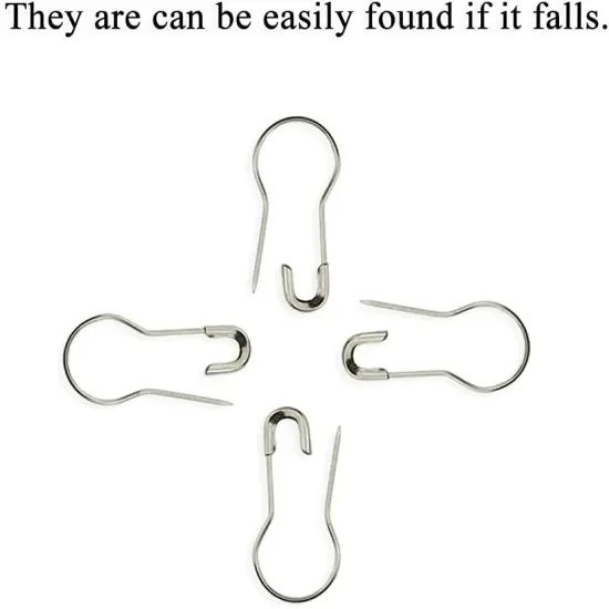 Bulb Metal Gourd Safety Pins 22mm Length Needle Fastener Closure Pear Shape Stitch Tag Marker Easy Use Spot Attach Sturdy Not Pop Ravel for Knit Sew Fabric Iron Silver 350pcs {3}