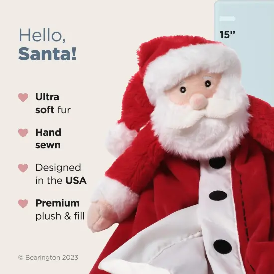 Bearington Baby Santa Snuggler, 15 Inch Plush Christmas Santa Claus Security Blanket Lovey for Babies, For Ages 0-3 Red {2}