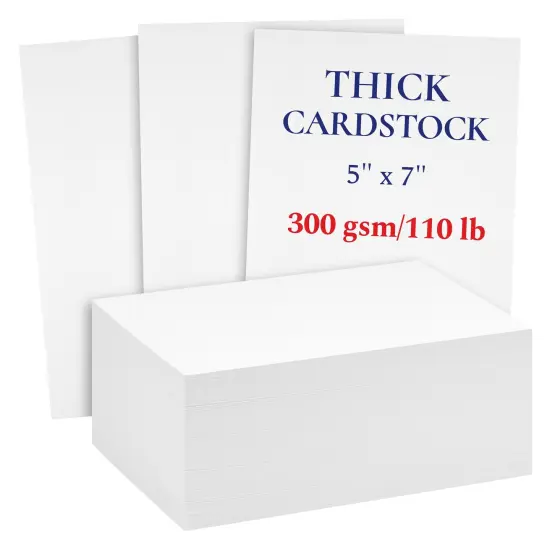 200 Pack White 300 GSM / 110 lb Thick Cardstock Paper - Blank Heavyweight Wedding Invitation Cards for Printing, Flashcards, Postcards - 5x7 inch {1}