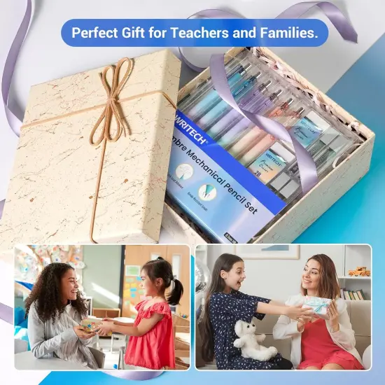 Up Mechanical Pencil Set: 6ct Gradient Barrel 0.7mm Mechanical Pencils with 4 Tubes of HB Lead Refills and 2 Extra Erasers for Writing Drawing Sketching Drafting {5}