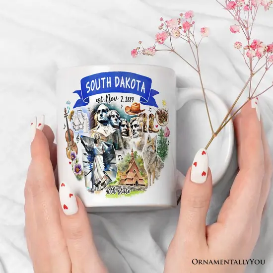 Artistic South Dakota State Themes and Landmarks Mug {1}
