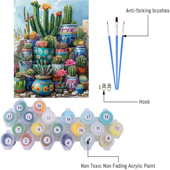 Paint by Numbers Kit for Adult, Adults' Paint-by-Number Kits, Cactus Acrylic Simple Painting by Numbers Kits on Canvas, Digital Oil Number Painting Kits {2}