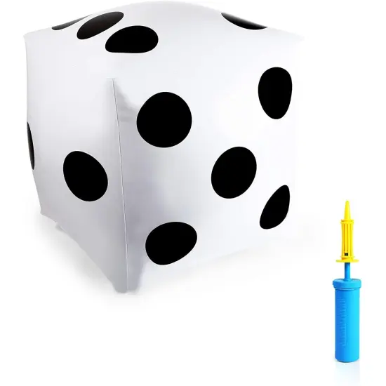 2 Pack Giant Yard Dice with Air Pump, Pool Party Essentials, White, 20 in {1}