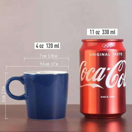 Mini Procelain Espresso Cup, 4 Ounces / 120 ml Tiny Ceramic Coffee Mugs Demitasse for Espresso, Tea- Set of 6, Navy {5}