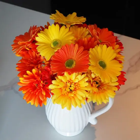 26Pcs Summer Bouquet Artificial Flowers Colorful Fake Gerbera Daisies Silk Bouquets with Vibrant Color Daisy Faux Flowers Arrangements {2}