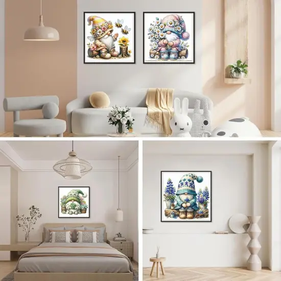 4 Pack Gnome Diamond Painting Kits for Adults-Gnome Diamond Art Kits for Adults,Diamond Painting Gnome DIY 5D {3}