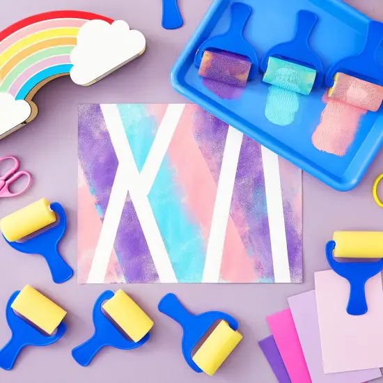 Foam Brayer Paint Rollers (5 x 4 x 1.6 In, 15-Pack) Blue {2}