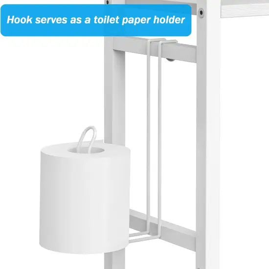 3-Tier Over-The-Toilet Storage Shelf with Adjustable Feet | Anti-Tip Bathroom Organizer | White Scandinavian-Style Space-Saving Shelf for Bathroom, Laundry Room {2}
