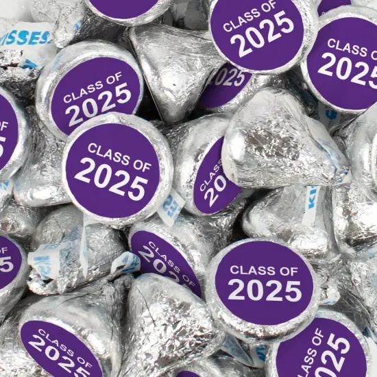 85 Pcs Purple Graduation Candy Hershey's Kisses Milk Chocolate Class of 2025 Party Favors (13.6oz, Approx. 85 Pcs) {1}