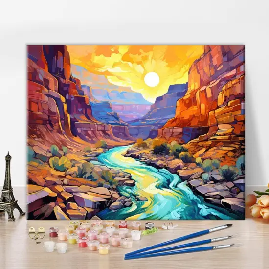 Arizona Landscape Paint by Numbers Canyon View Paint by Numbers Kits Arizona National Park Adults' Paint-by-Number Kits Canvas Painting Kit with Brushes and Pigment {1}