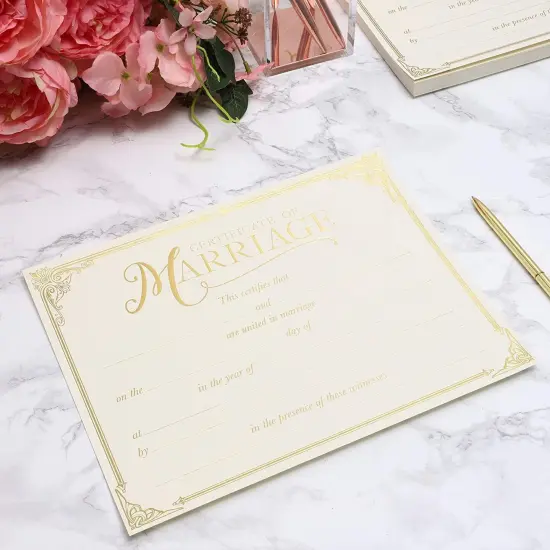 48 Pack Marriage Certificates with Gold Foil Edges for Wedding Ceremony, Official Newly Weds, Expecting Marriage Proposals, Blank Wedding Certificate (11 x 8.5 Inches) {3}