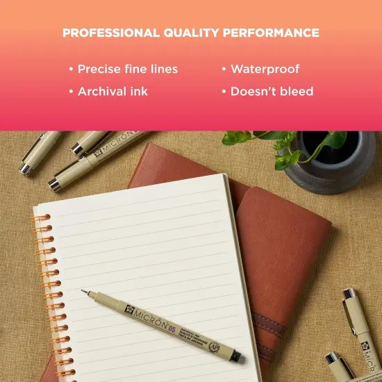 Pigma Micron Fineliner Pens - Archival Black Ink Pens - Pens for Writing or Drawing - Holiday Gifts for Artists, Crafters & DIY Gifts Projects - Assorted Point Sizes - 10 Pack {4}