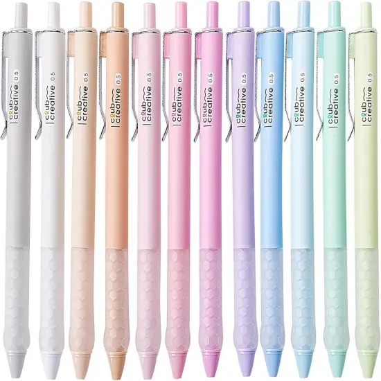 Gel Pens, 0.5mm Fine Point Smooth Writing Pens, 12 Count Set with Blue Gel Ink, Pastel & Assorted Color Body, Functional & Pretty Pens for Office, School, Journaling, Writing {1}