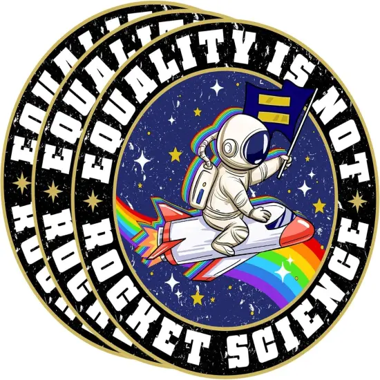 (3PCS) Equality is Not Rocket Science Sticker LGBTQ, Gay Pride, Rainbow Trans, Gay, Lesbian Gift - Water Assistant, Vinyl Waterproof Die-Cut Sticker for Water Bottle, Car, Helmet, Laptop (2 Inches) {1}