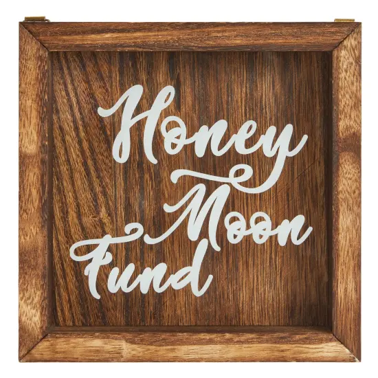 Wood Honeymoon Fund Box Wedding Gifts, Shadow Piggy Bank, Rustic Home Decor Supplies (7x7 In) Brown {1}