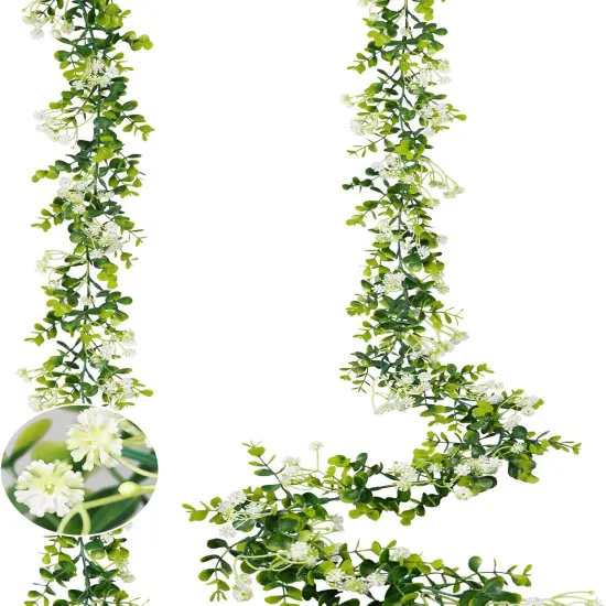 6FT Eucalyptus Garland with Flowers, 2 Pack Artificial Greenery Garland Hanging Faux Eucalyptus Garland Suitable {1}