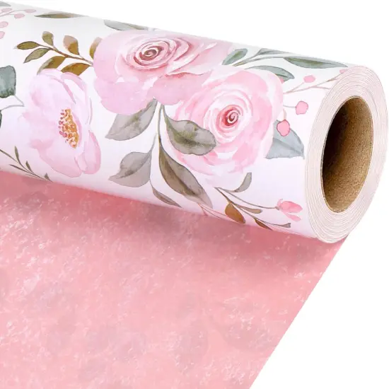 Reversible Floral Wrapping Paper Roll - 17 Inches X 33 Feet (47 sq. ft. ttl.) {1}