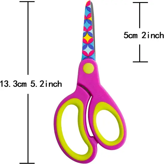 Scissors 3 Pack Children's Scissors with Comfort Handles 5" Safety Blunt Tip Scissors Floral Print Blades and Soft Grip Cute Scissors,School, DIY, Home, Classroom Use Crafting Cutting Paper {2}