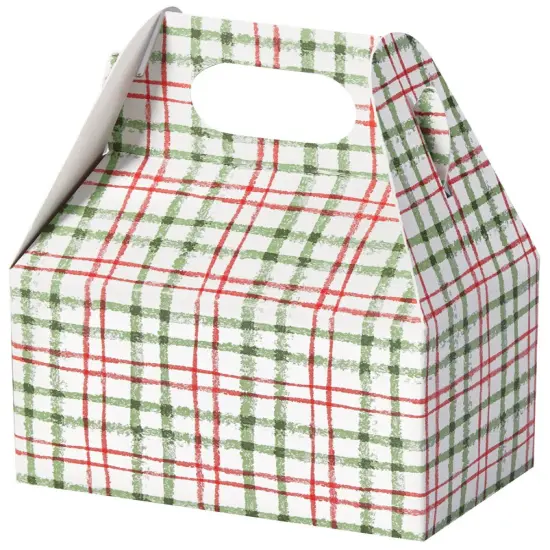 Pack/6: Red & Green Plaid Gable Box - 4 x 2-1/2 x 2-1/2" {1}