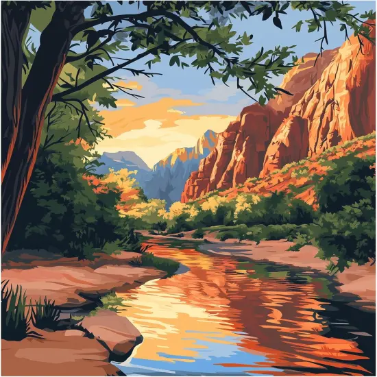 Zion Paint by Numbers, Paint by Numbers for Adults, National Park Paint by Number Kits, Utah Landscape Sunset DIY Oil Canvas Paintings, Mount Lake Tree Home Wall Decor(16x20inch, No Frame) {1}
