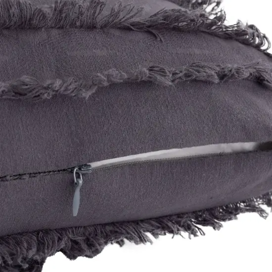 Decorative Striped Grey Throw Pillow Covers for Bedroom, Couch, Patio Furniture (2 Pack, 20 x 20 In) {5}